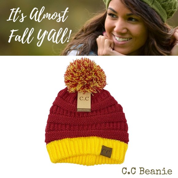 C.C Beanie Game Day Maroon/Gold Beanie Hat - Picture 1 of 9